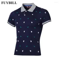 Polo's voor heren fuy Bill Summer Fashionmerk Polo Mens Gedrukte shirts Katoen Kort Mouw Casual Stand Collar Shirt voor mannelijk