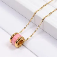 Korean color diamond necklace titanium steel circle full diamond short chain whole257o
