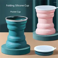 Cups Saucers Folding Silicone Portable Tea Cup Foldable Reusable Water Bottle Coffee Tour Camp Sport Travel Ecofriendly Mugs