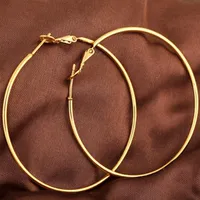 Thin Circle Sexy Style 18k Gold Filled Big Earrings New Trendy Round Large Hoop Earrings Women 50mm 2mm270a