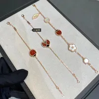 Bracelets de charme de designer feminino 4/quatro folhas rosa de ranha joias de luxo com caixa