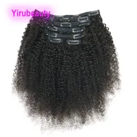 Brazilian Human Virgin Hair Clip-in Afro Kinky Curly Hair Extensions Indian Malaysian Peruvian Natural Color 100g-120g