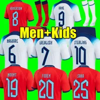 2022 Puchar Świata Mead Soccer koszulka 2023 Inglaterra Kane Sterling Rashford Sancho Grealish Mount Foden Saka 22/23 Eng Land National Football Shirt Men Kit Kit Sets