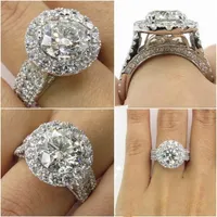 Luxury Female Big Diamond Ring 925 Silver Filled Ring Vintage Wedding Band Promise Engagement Rings For Women266p