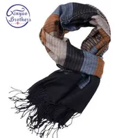 Bufandas Nuevas rayas de moda para hombres de invierno Hilado teñido de chales ruso slipe de algodón viscosa de algodón viscosa bufanda long 0927