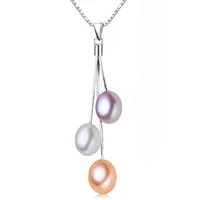 Collana di perle di moda gioielli perle da perla 8-9mm multicolour a ciondolo perle naturale 925 gioielli in argento per donne regalo276o