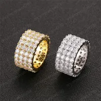 Hip Hop Mens Jewelry Rings Fashion Gold Plated Iced Out Full CZ Diamond Tennis Ring Bling Cubic Zircon Love Ring Wedding331N