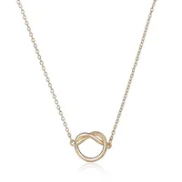 بيع جديد Maxi Colar Simple Love Heart Knot Pendant Jewelry 18 k Gold and Silver Placed Rink Chain for ang314m