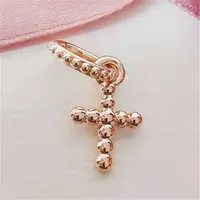 Authentic 925 Sterling Silver Beaded Cross Dangle Charm Bead Fits European Pandora Style Jewelry Bracelets & Necklace2550