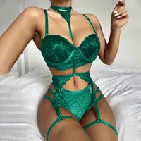 Bras Sets Women Sexy Lingerie Female Perspective Lace Underwear Halter Garter Sleepwear Porn Intimate Erotic Sex Costumes Bra Set