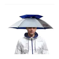 360 degrees All Round Professional Head-mounted Cap Umbrella 77CM double layer Outdoor Anti-uv Windproof Sunshade Hat Rain Gear Fo282F