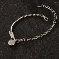 Bangle Fashion Love Heart Bracelets For Women Silver Color Metal Statement Link Chains Deep Dinner Punk Female Jewelry