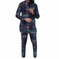 Мужские спортивные костюмы моды на молнии рубашки рубашки на комплект Patch Pant Set Clothing Man Groom Suits Plus Size Custom для африканской свадебной вечеринки x907#