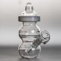 Heady Baby Bottle Mini Glass Bongs Handle Hookahs Water Pipe with Dome and Nail 14 mm Joint