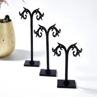 3pcs Set Black Organic Glass Earrings Stud Stand Three-Piece Jewelry Packaging Display Props For Craft Gift DS05326I