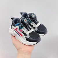 Athletic Baby Shoes Tennis Sneakers Children Rotary Button Autumn Boys Girls Fashionable Handsome Breathable Soft Bottom Running E4531