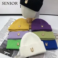 Шапочки корейский стиль зимний простые милые черепа для пары шляпа шляпа конфеты мода мода женская вязаная мужчина женская шапочка