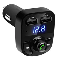 X8 FM voor iPhone Samsung draadloze zendermodulatorladers USB Charger Bluetooth Handsfree Car Kit Audio Player Charge Dual USB