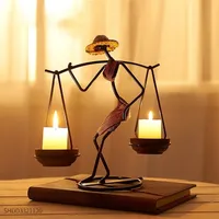 Decorative Objects Figurines JOYLOVE Nordic Metal Candlestick Abstract Character Sculpture Candle Holder Decor Handmade Home Decoration Art Gift 220927
