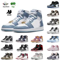 Top Fashion Denim 1s Mens OG Chaussures de basket-ball 1 avec chaussettes Silver Toe Chicago Reimagined UNC Héritage Patent Bred Green Shadow Brotherhood Womens Jordens Sneakers