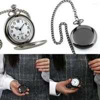 Pocket Watches Fashion Gold Silver Watch Smooth Pendant Necklace Mini Round Dial Witch Free Battery Black Gold Silver
