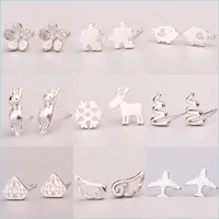 Stud Earrings 925 Sier Needle Womens Jewelry Fashion Cute Chic Stud For School Girls Kids Lady Birthday Accessories Drop Delivery 2021 Dh6N3