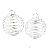100pcs lot argent plaqu￩ des cages de perles en spirale Charms Pendants R￩sultats de la bijouterie 9x13 mm Diy170b
