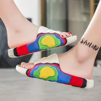 Slippers 2022 Fashion Unisex Men Colorful Casual Slides Soft Platform Home Rainbow Zapatillas De Casa