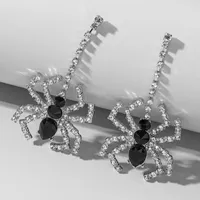 Blishly Rhinestone Spider Stud Earring Kobiety Pająk Długie kolczyki na imprezę na Halloween