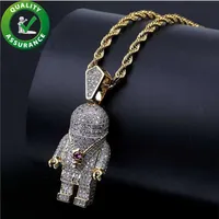 Iced Out Pendant Hip Hop Bling Jewelry Men Necklace Luxury Designer Diamond Astronaut Pendants with Rope Chain Rapper Fashion Acce298i