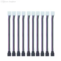 Whole-10pcs Lot 4pin 10MM RGB Led Connector Wire Female Cable For 3528 5050 SMD Non-Waterproof Strip Light Factory exper190h