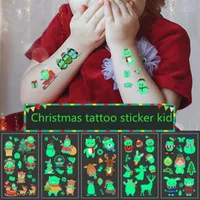 Christmas Decorations Cartoon Santa Claus Disposable Luminous Tattoo Sticker Child Kid For 2022 Year Gifts Noel Navidad