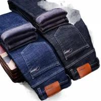 winter Denim Jeans Men Black Warm Classic Thicken Overalls Pants Trousers Male Bule Big Size 38 40 42 44 46 Men's Y5Rp#