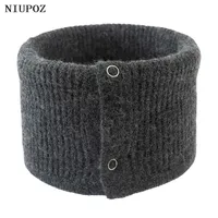 Scarves New Fashion Button Unisex Winter Solid Warm Ring Knitted Scarf Men Headband Collar Bandana Plus Velvet 0927