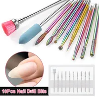 Nail Art Equipment 10Pcs Drill Bits For Acrylic Nails Professional Cuticle Remover Polishing Manicure Tool Home Salon