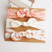 3Pcs Set Summer Floral Girl Headband Turban Cute Bows Knotted Baby Girl Headbands Newborn Hair Accessories Gift with Cardboard268c