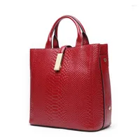 Evening Bags Arliwwi OL Style Genuine Leather Women&#39;s Bag Crocodile Pattern First Layer Cowhide Lady Big Tote Handbags Fashion A21