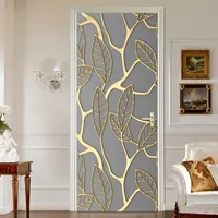 3D Wall Panel Door Stickers Mural Creative Leaf Texture Decor for Bedroom Office Living Room Wallpaper Adhesive PVC Material Removable Art Sticker Decals Home Decor