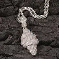 Iced Out Ice Cream Cone Netlace for Men نساء Hip Hop مصمم بلينغ Diamond Pendants Silver Chain Jewelry229J