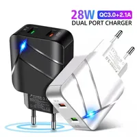US EU Cell Phone Adapters USB Charger PD 48W Quick Charge For Xiaomi iPhone 11 12 13 Pro Samsung Huawei QC 3.0 Type C Fast Wall Charger adapter