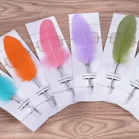 Colors Fashion Feather Quill Ballpoint Pen For Wedding Gift Office School Kawaii Supplies Sale