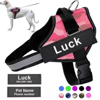 Dog Collars Leashes Personalized Harness Reflective Adjustable Vest For small large With Customized Patch s Training Supplies 220928