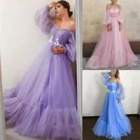 Casual Dresses Sexy Lace Off Shoulder Swing Dress Women Elegant Mesh Lantern Sleeve Bridesmaid Party Long Female Wedding Guest Robe