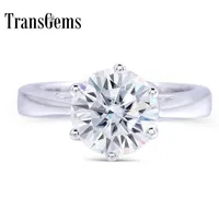 Transgems 2 CT CT 8mmエンゲージメントウェディングMoissanite Ring Lab Grown Diamond Ring in 925 Sterling Silver for Women Y200316T