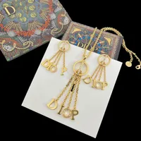 High quality tassel women's necklace temperament D letters combination pendants Girls long earrings314U