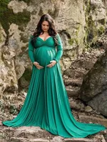Casual zwangere jurk voor fotografie Fotoshoot vrouwen zwangerschapskleding zomer uit schouderhuls lange zwangerschap jurken 0929