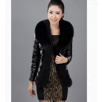 Women's Fur Coat Cotton Women Winter Dress Korean PU Leather Collar Jacket