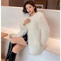 Women's Fur Faux Winter High Quality Artificial Coat Luxury Loose Thick Warm Plus Size Plush 220929
