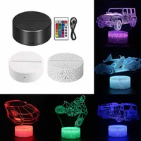 3D Light Base Colorful Night Lights Car Excavator Train Multi Design Available 3D LED Lamp 16 Colors Remote for Kid Gift