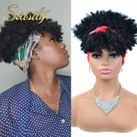 Synthetic Wigs Saisity Omber Headband Fluffy Wrap Linked Turban AAfro Kinky Curly Headwrap Scarf Wigfor Women